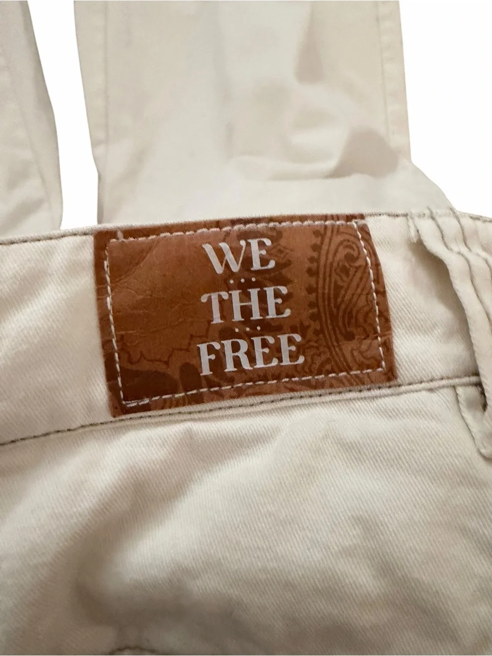 We The Free Lay Down Ankle Wide Leg Chino Pant in Ecru Barrel Leg Cotton Size 6